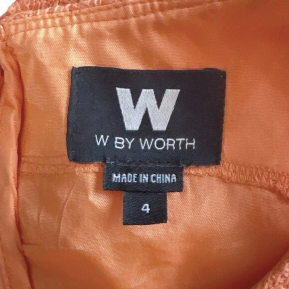 W By Worth Circle Dot Textured Sleeveless Cocktail Dress Peach Orange Size 4 - Picture 8 of 10